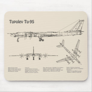 Tupolev Tu-95 - Airplane Blueprint Plans SD Mouse Pad