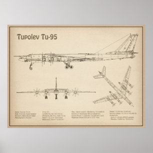 Tupolev Tu-95 - Airplane Blueprint Plans SD Poster