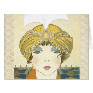 Turbaned Poiret 1900s Fashion Illustration Greeting Card