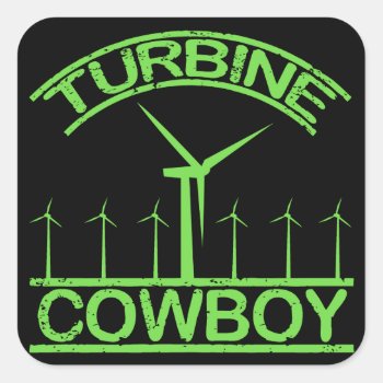 Turbine Cowboy Square Sticker by dgpaulart at Zazzle