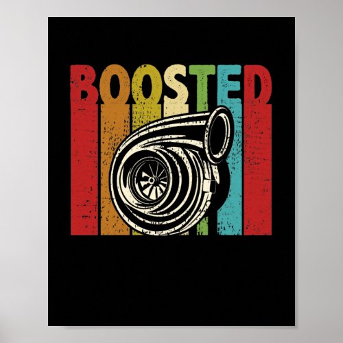 Turbo Car Boost Boosted Turbocharger Auto X Retro Poster