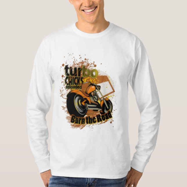 Turbo Chicks Burn The Road  T-Shirt (Front)