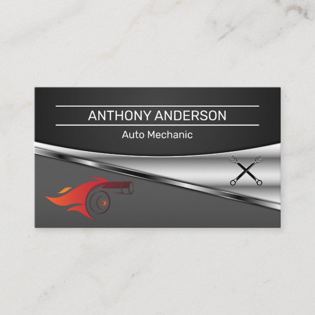 Turbo Fire and Tools Icon Business Card (Front)
