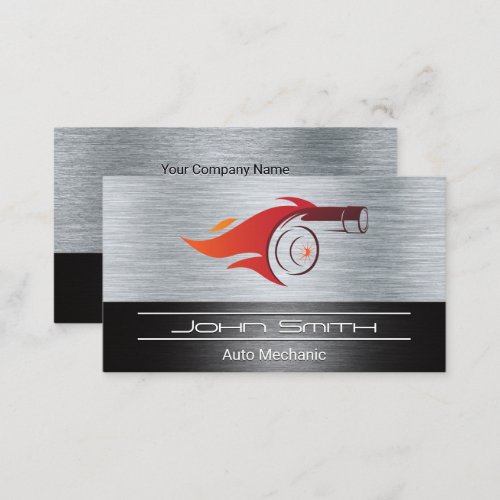 Turbo Fire Metallic Brushed Industrial Business Card
