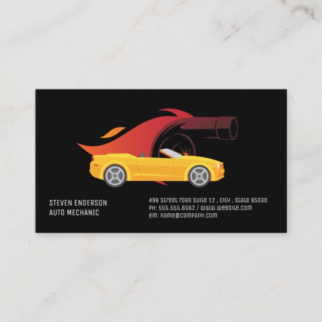 Turbo Fire | Yellow Car Business Card (Front)