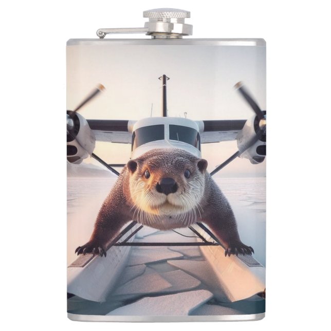 Turbo Prop Twin Engine Float Plane Bush Canada Flask (Front)