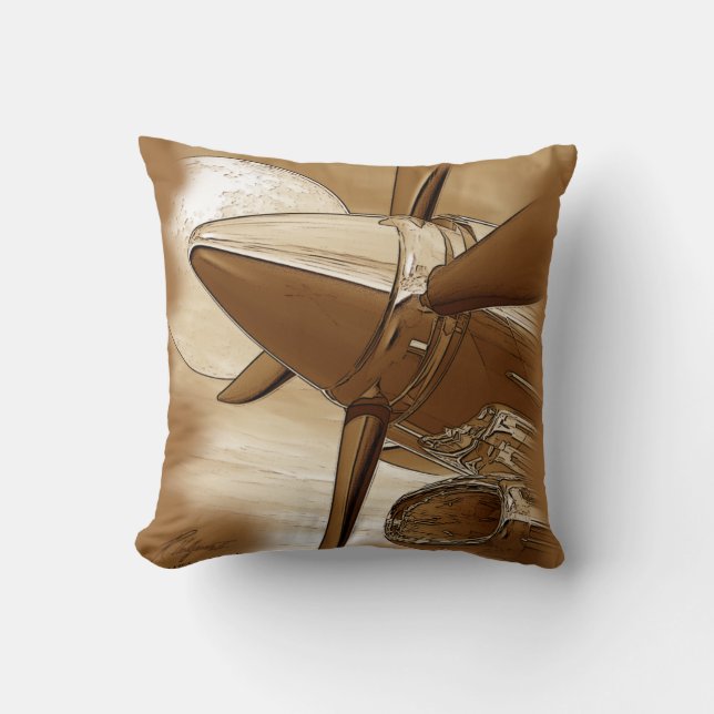 Turbo Vintage Aircraft Pillow (Front)