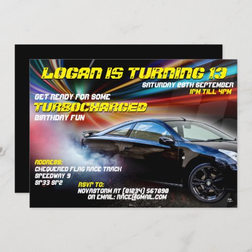 Turbocharge Street Racing Party invitations