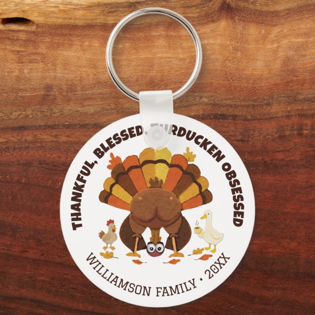 TURDUCKEN OBSESSED Funny Thanksgiving Keychain (Front)