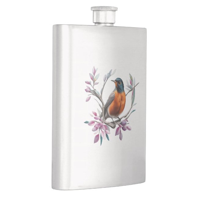 Turdus migratorius Surrounded By Mountain Laurel Flask (Right)