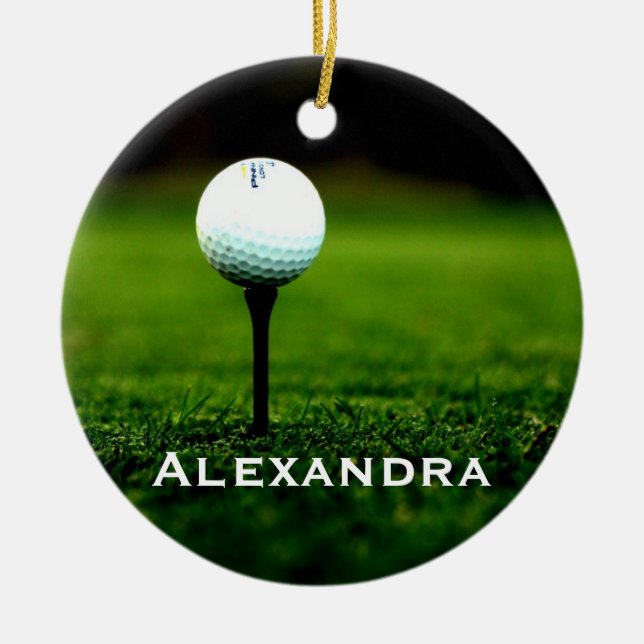 Turf and Golf Ball Personalized Ornament (Front)