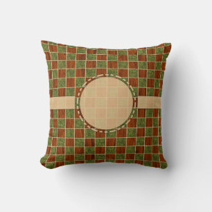 Turf and Wood Checks Throw Pillow