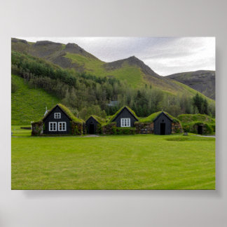 Turf houses in Iceland Poster