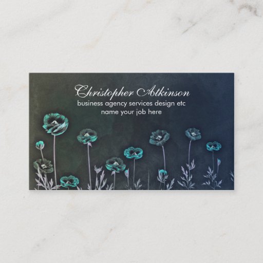 Customizable turguoise blue stylish vintage business cards