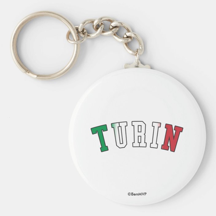 Turin in Italy National Flag Colors Keychain