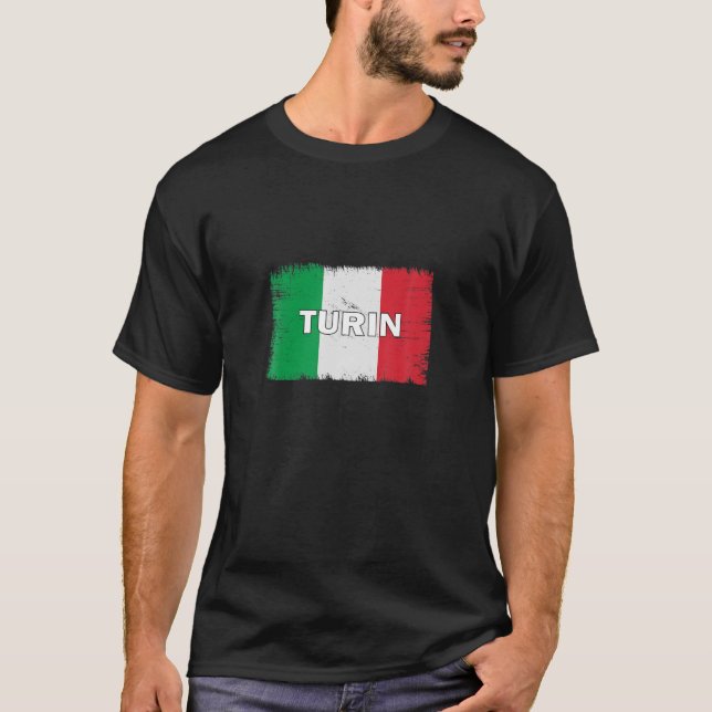 Turin - Italy - City With Italian Flag T-Shirt (Front)