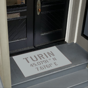 Turin Italy Latitude and Longitude Coordinates  Doormat