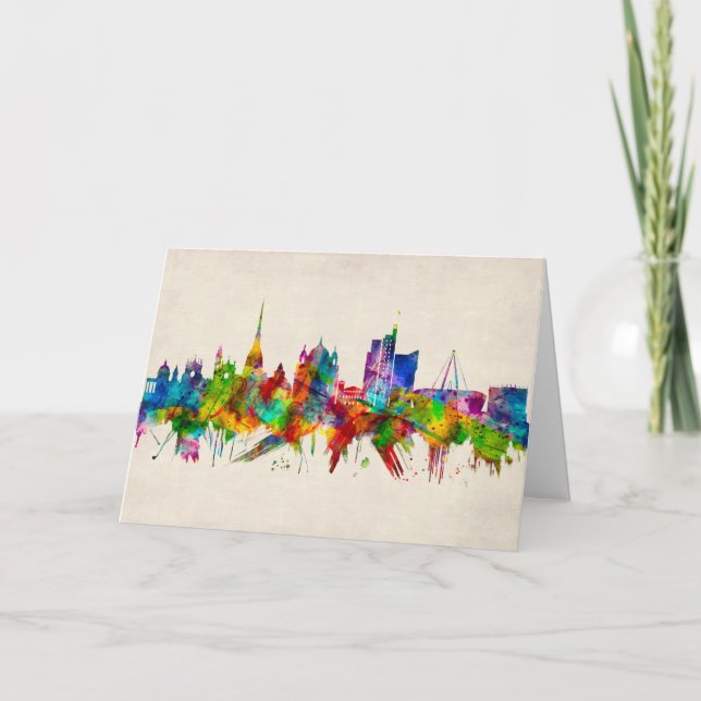 Turin Italy Skyline Holiday Card (Front)