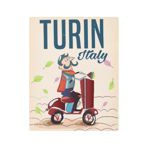 Turin Italy vintage cartoon travel poster