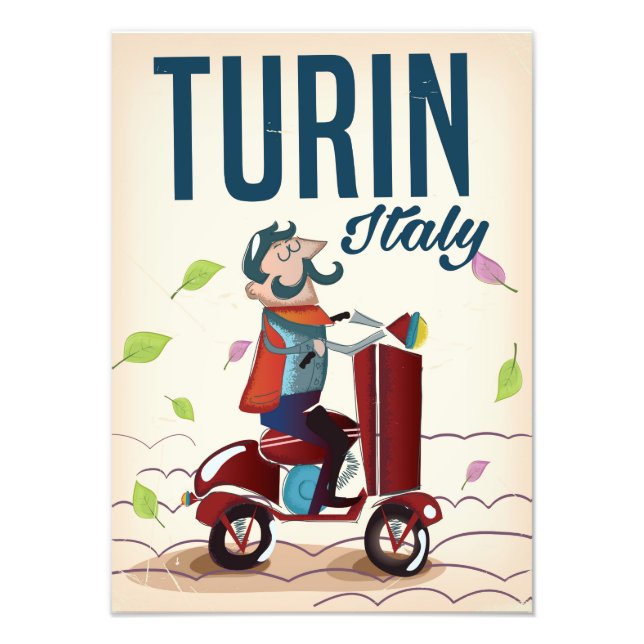 Turin Italy vintage cartoon travel poster (Front)