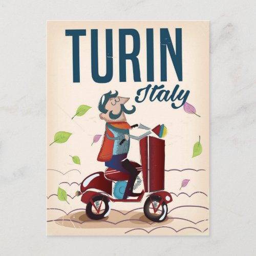 Turin Italy vintage cartoon travel poster Postcard