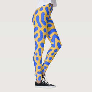 Turing Pattern Abstract Leggings Blue and Gold