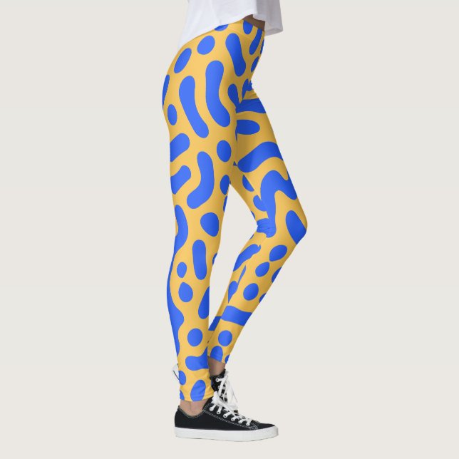 Turing Pattern Abstract Leggings | Blue and Gold  (Right)