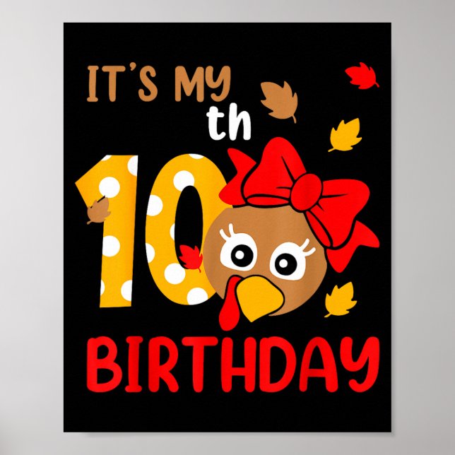Turkey 10th Birthday Autumn Thanksgiving Party Boy Poster (Front)