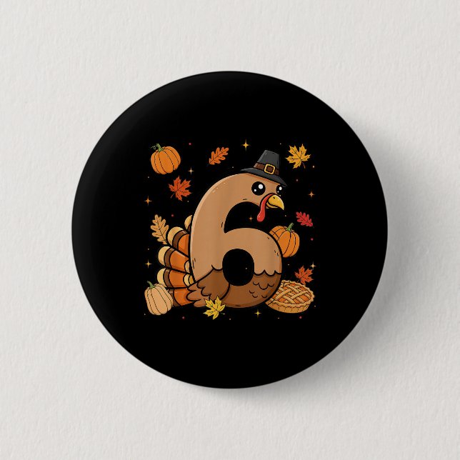 Turkey 6 Thanksgiving Pumpkin Gen Z Alpha Meme Mat Button (Front)