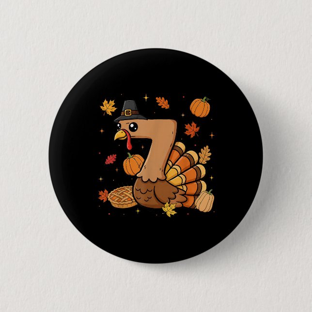 Turkey 7 Thanksgiving Pumpkin Gen Z Alpha Meme Mat Button (Front)