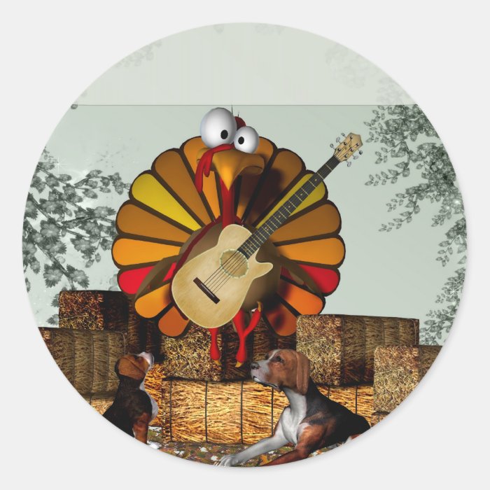 Turkey Acoustic Guitar Hay bale Thanksgiving Sticker