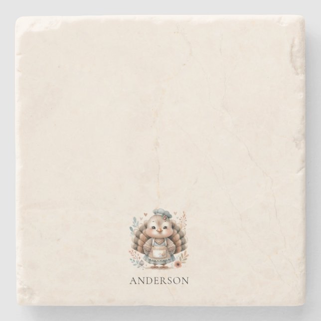 Turkey Add Name Personalized Stone Coaster (Front)
