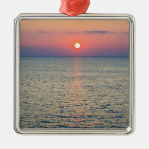 Turkey, Aegean Sea horizon at sunset 2 Metal Ornament