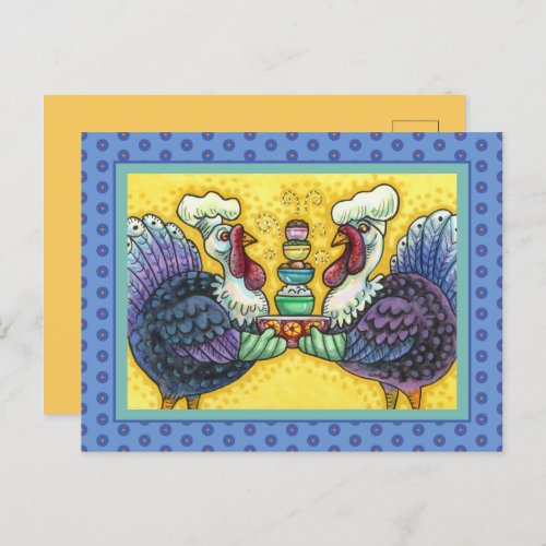TURKEY  ALL THE FIXINS FUNNY THANKSGIVING BIRDS HOLIDAY POSTCARD