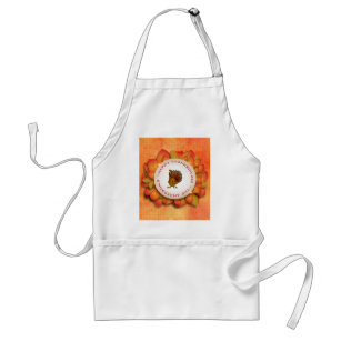 Turkey And Autumn Wreath of Leaves Adult Apron