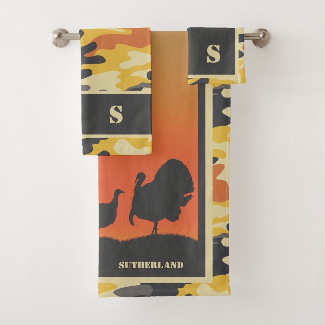 Turkey and Camo Bath Towel Set (Insitu)