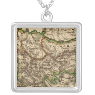 Turkey and Greece Map Silver Plated Necklace