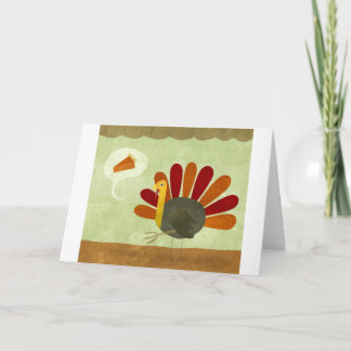 Turkey and Pie on Thanksgiving Holiday Card