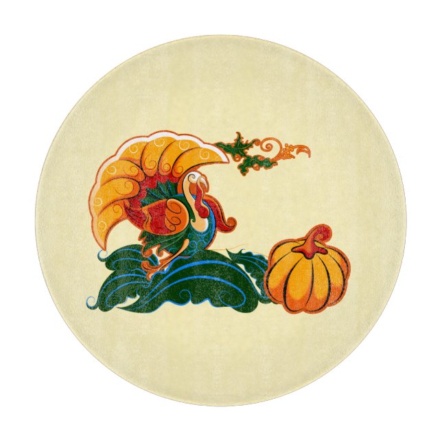 Turkey and Pumpkin Thanksgiving Cutting Board (Front)