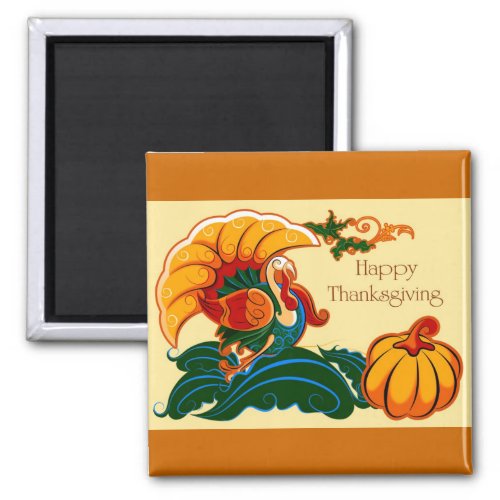 Turkey and Pumpkin Thanksgiving Magnet