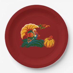 Turkey and Pumpkin Thanksgiving Paper Plates