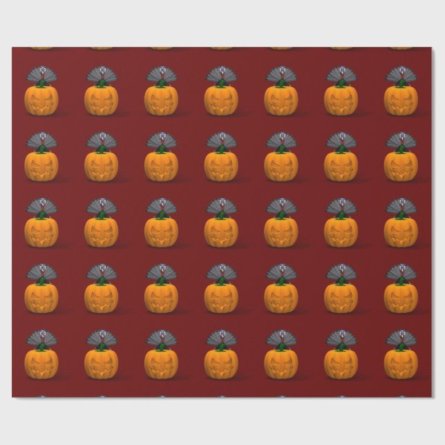 Turkey And Pumpkin Wrapping Paper (Flat)