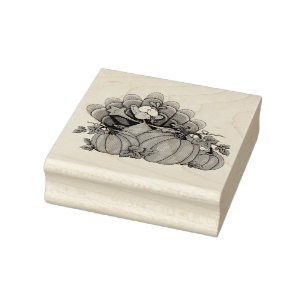 Turkey and Pumpkins Rubber Stamp
