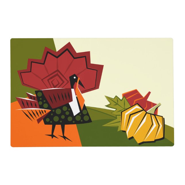 Turkey and Pumpkins Thanksgiving  Placemat (Front)