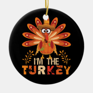 turkey and summer fall colors for thanksgiOrnament Ceramic Ornament