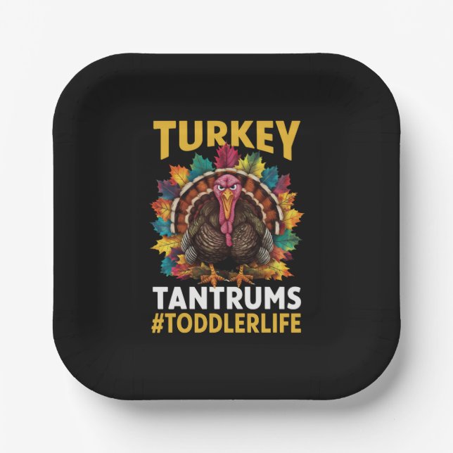 Turkey And Tantrums Toddler Life Thanksgiving Paper Plates (Front)
