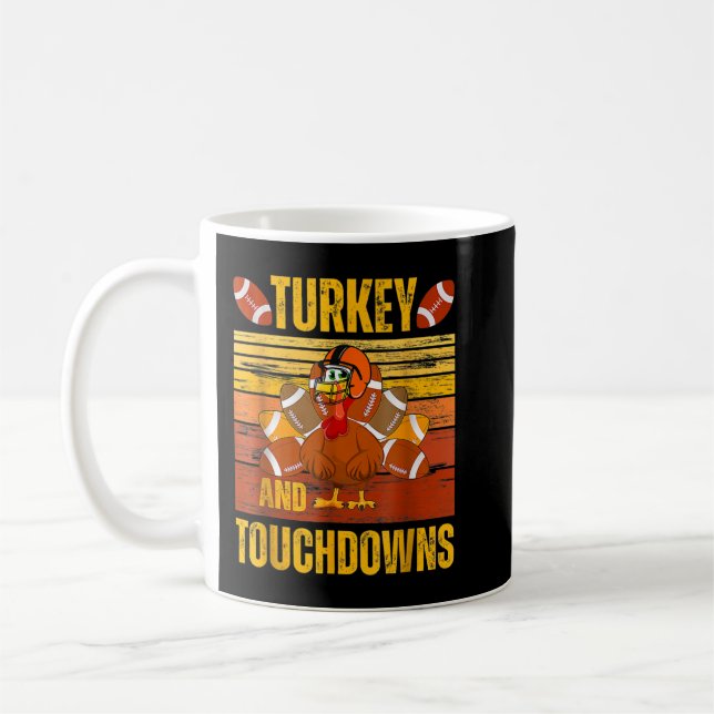 Turkey And Touchdowns Football Thanksgiving Men Wo Coffee Mug (Left)