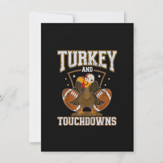 Turkey and touchdowns for thanksgiving football invitation (Front)