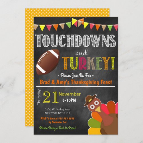 Turkey and Touchdowns Friendsgiving Party Invitati Invitation