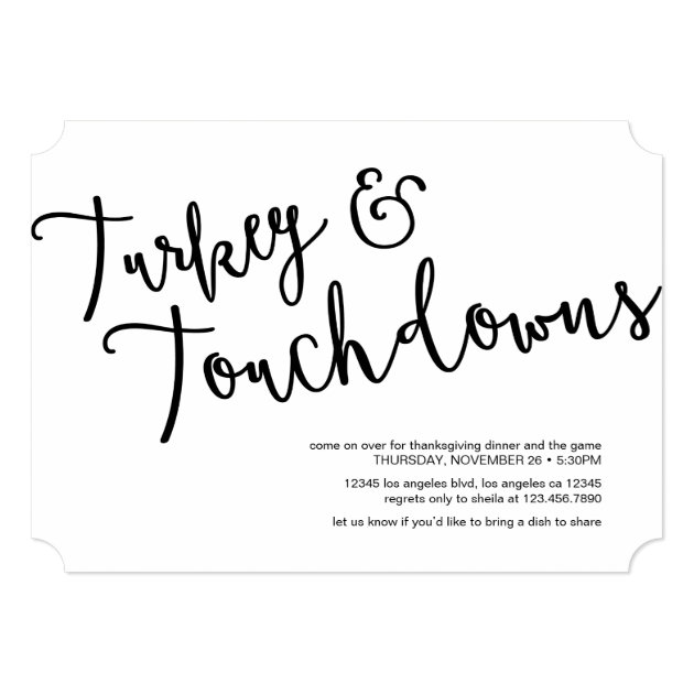 Turkey And Touchdowns Thanksgiving Dinner Invite